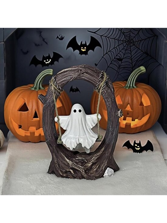 Other - Swinging Ghost on Tree Swing Figurine Cute Halloween Indoor Outdoor Garden Decor